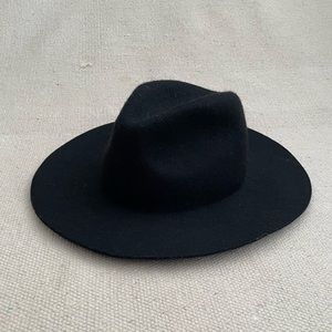 Free People Black Wool Wide Rim Cowboy Western Hat